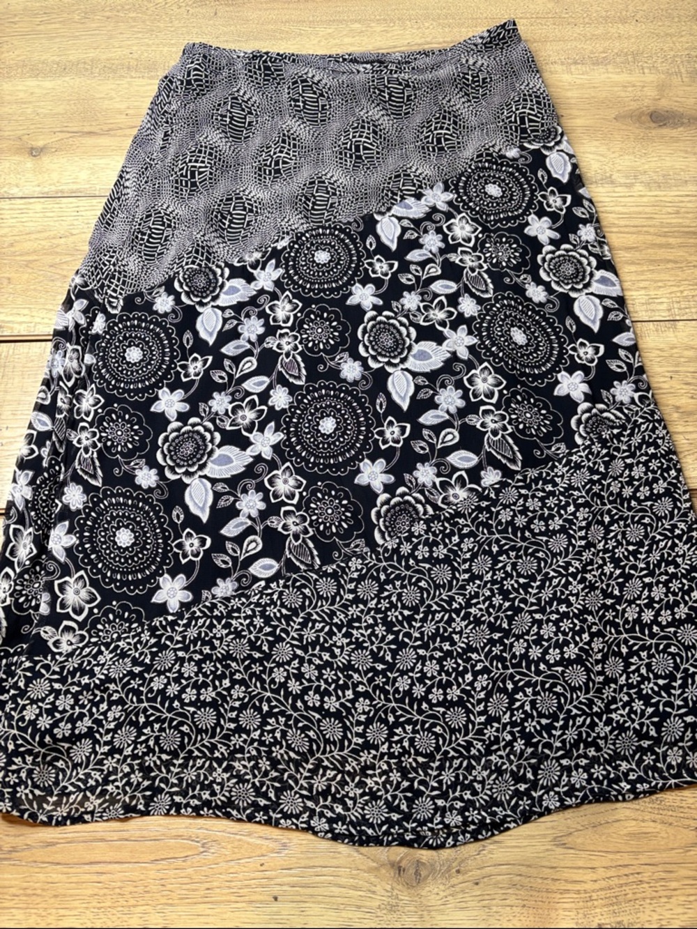 Requirements Black & White Maxi Skirt with Mixed Floral Panels Size Large